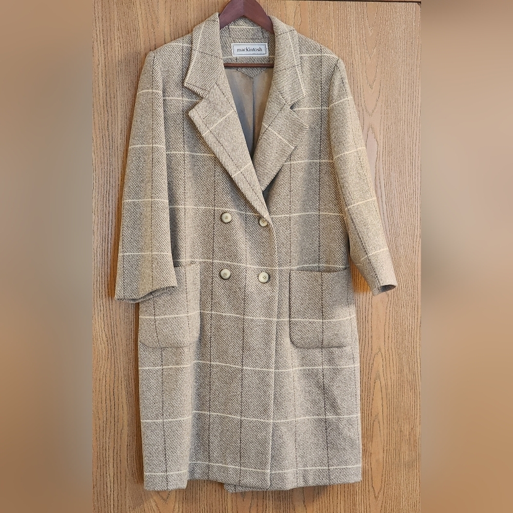 Mackintosh Vintage Wool Pea Coat Womens Beige Lined Made In USA